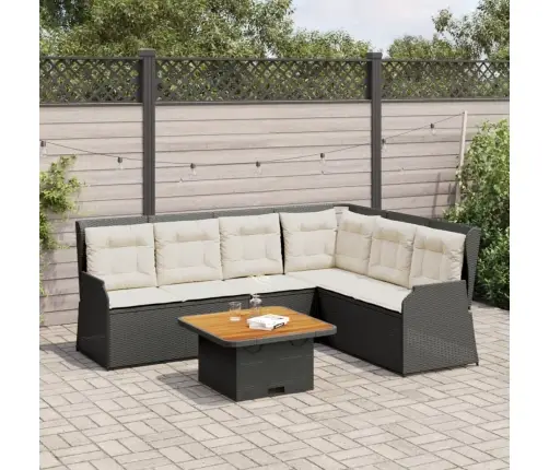 5-Osaline Aiamööblikomplekt Patjadega, Must, Polürotang