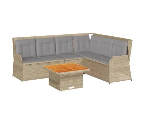 5-Daļīgs Dārza Mēbeļu Komplekts, Matrači, Bēša Pe Rotangpalma Vidaxl