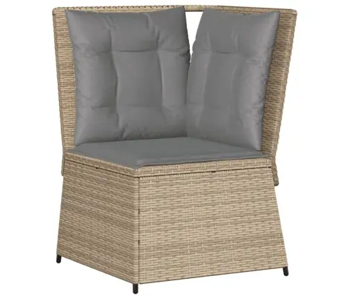 5-Daļīgs Dārza Mēbeļu Komplekts, Matrači, Bēša Pe Rotangpalma Vidaxl