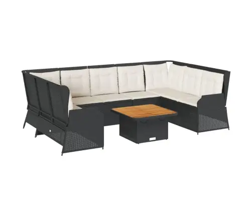 7-Osaline Aiamööbli Komplekt Patjadega, Must, Polürotang