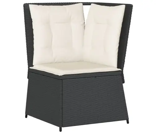 7-Osaline Aiamööbli Komplekt Patjadega, Must, Polürotang