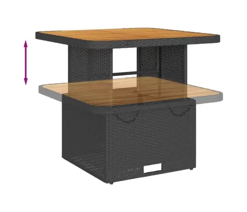 7-Osaline Aiamööbli Komplekt Patjadega, Must, Polürotang