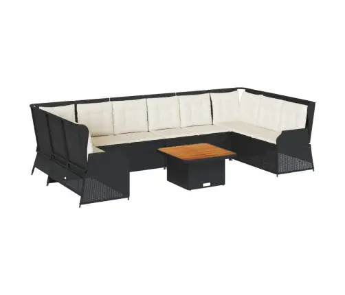 7-Osaline Aiamööbli Komplekt Patjadega, Must, Polürotang