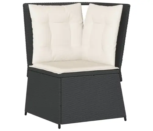 7-Osaline Aiamööbli Komplekt Patjadega, Must, Polürotang