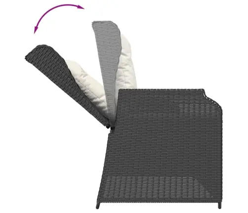 7-Osaline Aiamööbli Komplekt Patjadega, Must, Polürotang