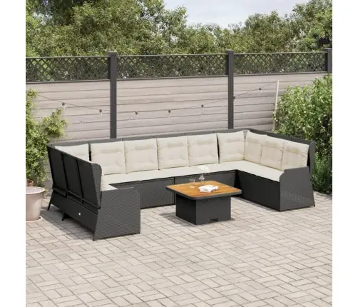 7-Osaline Aiamööbli Komplekt Patjadega, Must, Polürotang