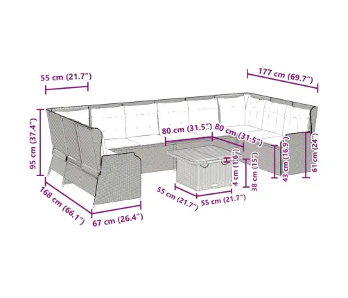 Sodo Komplektas Su Pagalvėlėmis, 7 Dalių, Pilkas, Poliratanas