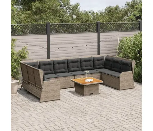 Sodo Komplektas Su Pagalvėlėmis, 7 Dalių, Pilkas, Poliratanas