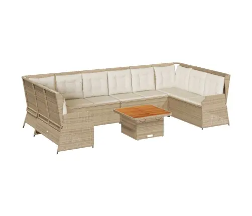 Sodo Komplektas Su Pagalvėlėmis, 7 Dalių, Smėlio, Poliratanas