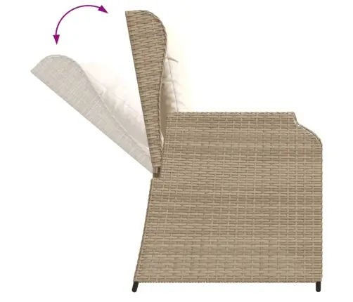 Sodo Komplektas Su Pagalvėlėmis, 7 Dalių, Smėlio, Poliratanas