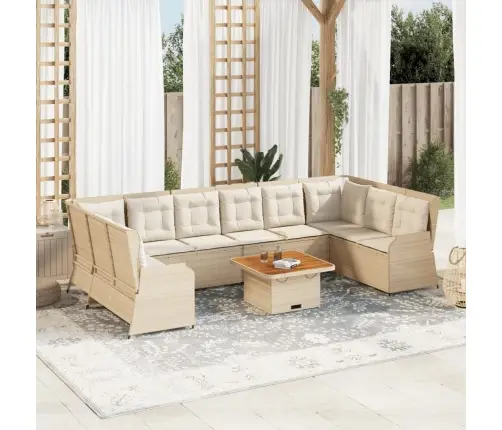 Sodo Komplektas Su Pagalvėlėmis, 7 Dalių, Smėlio, Poliratanas