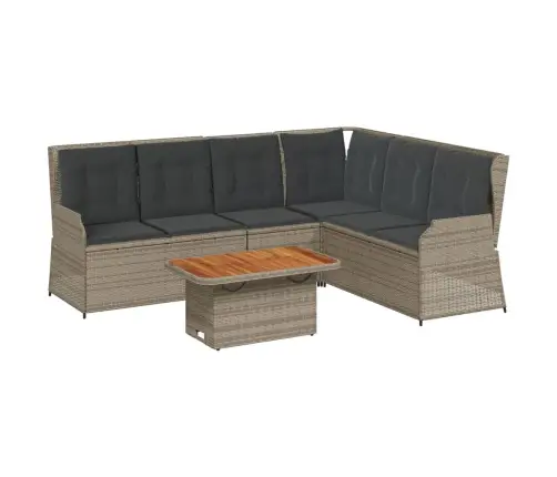 Sodo Komplektas Su Pagalvėlėmis, 5 Dalių, Pilkas, Poliratanas