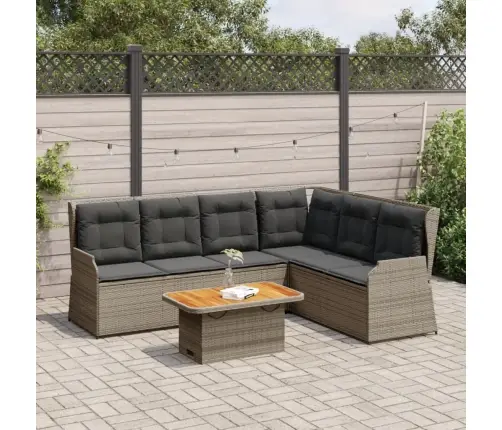 Sodo Komplektas Su Pagalvėlėmis, 5 Dalių, Pilkas, Poliratanas