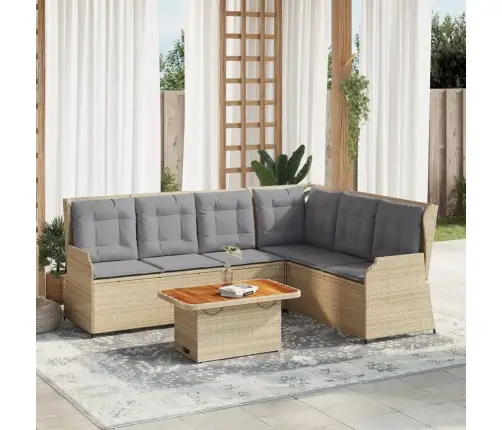 5-Daļīgs Dārza Mēbeļu Komplekts, Matrači, Bēša Pe Rotangpalma Vidaxl