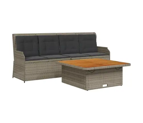 3-Daļīgs Dārza Dīvāna Komplekts Ar Matračiem, Pelēks Pe Pinums Vidaxl