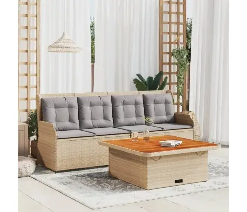 3-Daļīgs Dārza Dīvānu Komplekts, Matrači, Bēša Pe Rotangpalma Vidaxl