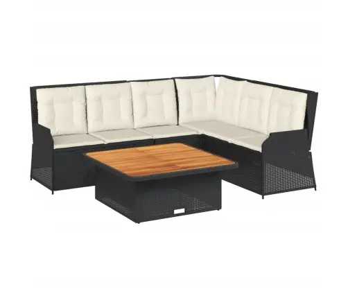 5-Osaline Aiamööblikomplekt Patjadega, Must, Polürotang