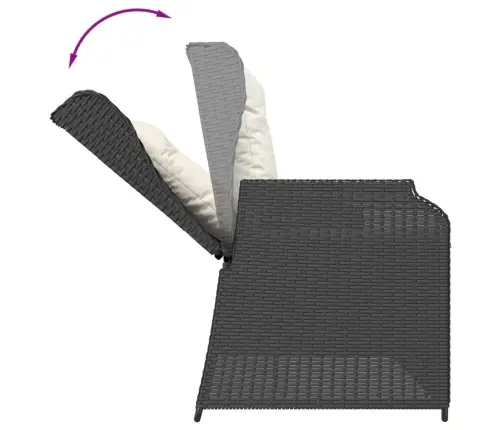 5-Osaline Aiamööblikomplekt Patjadega, Must, Polürotang