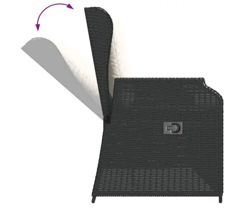 3-Osaline Aiamööblikomplekt Patjadega, Must, Polürotang