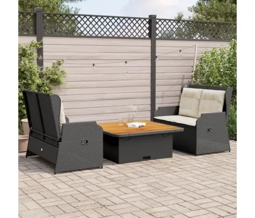 3-Osaline Aiamööblikomplekt Patjadega, Must, Polürotang