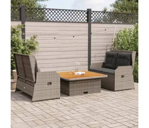 3-Osaline Aiamööbli Komplekt Patjadega, Hall, Polürotang