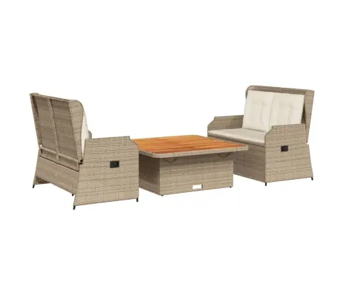 3-Daļīgs Dārza Atpūtas Mēbeļu Komplekts, Bēša Pe Rotangpalma Vidaxl