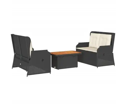 Sodo Komplektas Su Pagalvėlėmis, 3 Dalių, Juodas, Poliratanas Sodo Komplektas Su Pagalvėlėmis, 3 Dalių, Juodas, Poliratanas