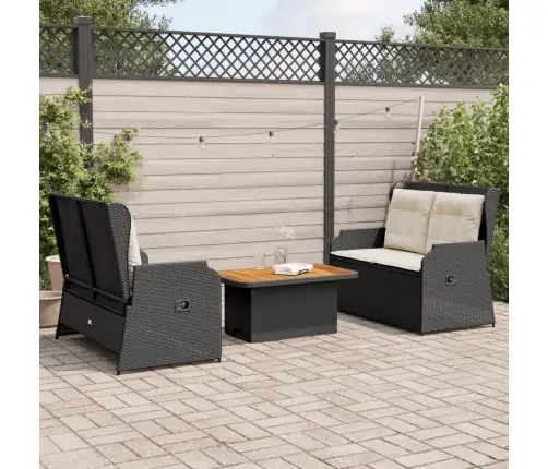 Sodo Komplektas Su Pagalvėlėmis, 3 Dalių, Juodas, Poliratanas Sodo Komplektas Su Pagalvėlėmis, 3 Dalių, Juodas, Poliratanas