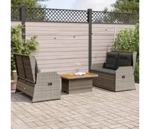 3-Osaline Aiamööbli Komplekt Patjadega, Hall, Polürotang