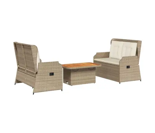 3-Daļīgs Dārza Atpūtas Mēbeļu Komplekts, Bēša Pe Rotangpalma Vidaxl