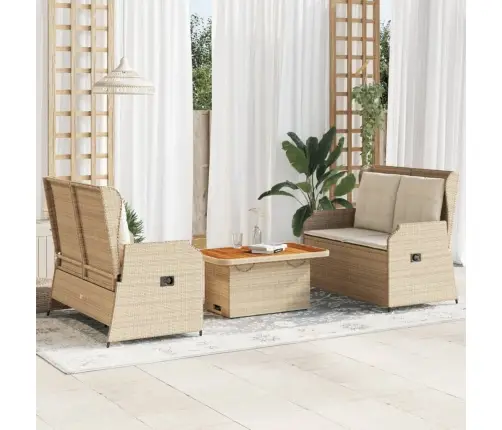 3-Daļīgs Dārza Atpūtas Mēbeļu Komplekts, Bēša Pe Rotangpalma Vidaxl