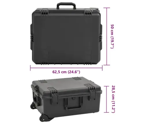 Pārnēsājams Lidojumu Koferis, Melns, 62,5X50X28,5 Cm, Pp Vidaxl