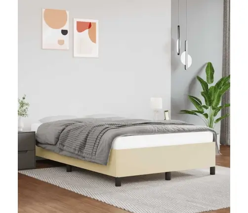 Gultas Rāmis Bez Matrača, Krēmkrāsas, 120X190 Cm, Mākslīgā Āda Vidaxl