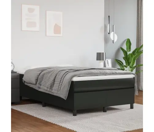 Lova Su Spyruoklėmis/Čiužiniu, Juoda, 120X190cm Dirbtinė Oda