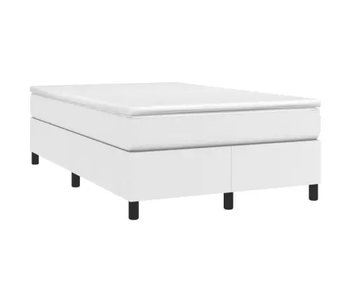 Atsperu Gulta Ar Matraci, Balta, 120X190 Cm, Mākslīgā Āda Vidaxl