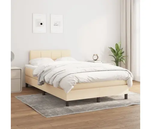 Lova Su Spyruoklėmis Ir Čiužiniu, Kreminė, 120X190cm Audinys