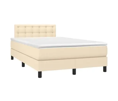 Lova Su Spyruoklėmis Ir Čiužiniu, Kreminė, 120X190cm Audinys