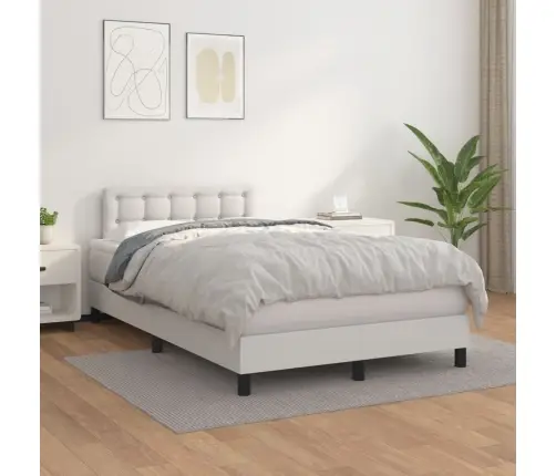 Lova Su Spyruoklėmis/Čiužiniu, Balta, 120X190cm Dirbtinė Oda