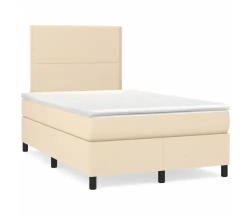 Lova Su Spyruoklėmis Ir Čiužiniu, Kreminė, 120X190cm Audinys