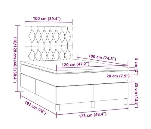 Atsperu Gulta Ar Matraci, Tumši Brūns Audums, 120X190 Cm Vidaxl
