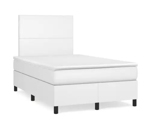 Kontinentaalvoodi Madratsiga, Valge, 120 X 190 cm Kunstnahk