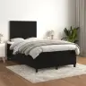 Atsperu Gulta Ar Matraci, Melns Samts, 120X190 Cm Vidaxl