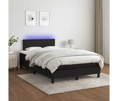 Atsperu Gulta Ar Matraci, Led, Melns Audums, 120X190 Cm Vidaxl