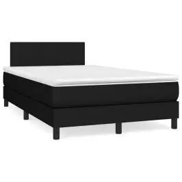 Atsperu Gulta Ar Matraci, Led, Melns Audums, 120X190 Cm Vidaxl