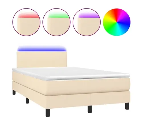 Lova Su Spyruoklėmis/Čiužiniu/Led, Kreminė, 120X190cm Audinys