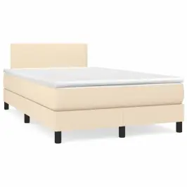 Lova Su Spyruoklėmis/Čiužiniu/Led, Kreminė, 120X190cm Audinys Lova Su Spyruoklėmis/Čiužiniu/Led, Kreminė, 120X190cm Audinys