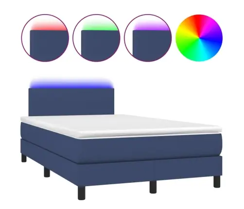 Atsperu Gulta Ar Matraci, Led, Zils Audums, 120X190 Cm Vidaxl