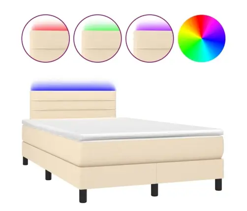 Lova Su Spyruoklėmis/Čiužiniu/Led, Kreminė, 120X190cm Audinys