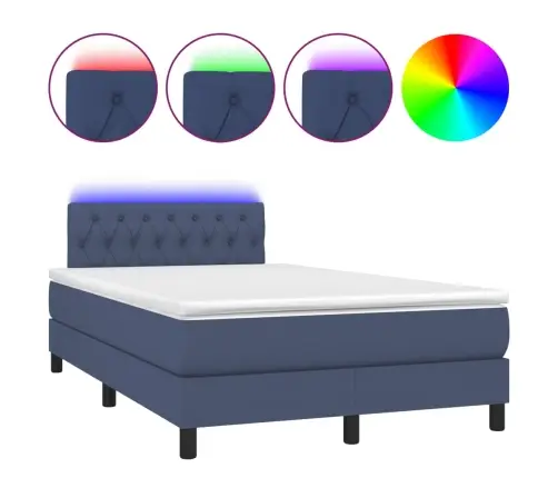 Atsperu Gulta Ar Matraci, Led, Zils Audums, 120X190 Cm Vidaxl