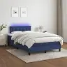 Atsperu Gulta Ar Matraci, Led, Zils Audums, 120X190 Cm Vidaxl